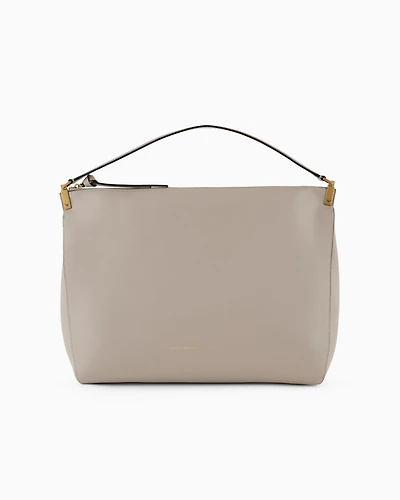 Emporio Armani - Large handbag in smooth leather, Woman, Beige, Size: TU