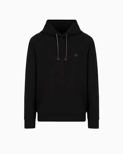 Emporio Armani - Hooded sweatshirt with micro logo patch, Man, Black, Size: