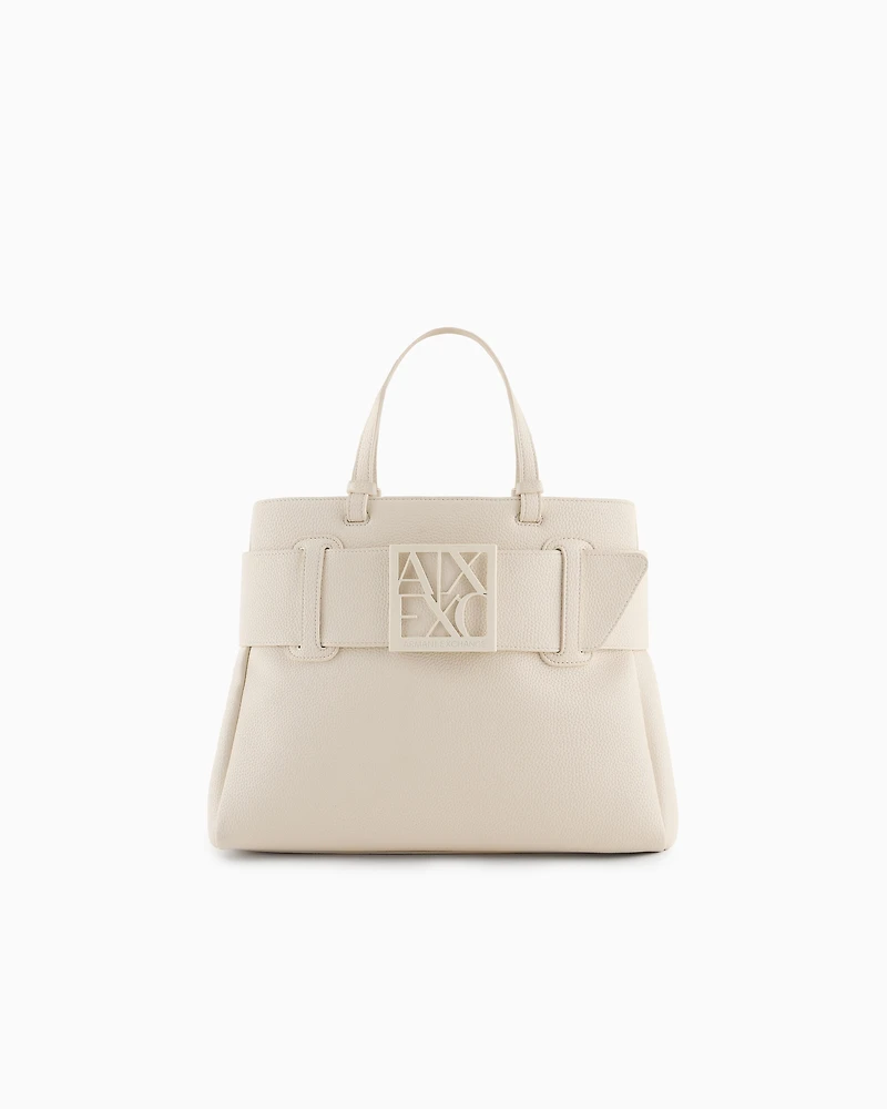 Armani Exchange - Handbag with ASV logo detail, Woman, White, Size: TU