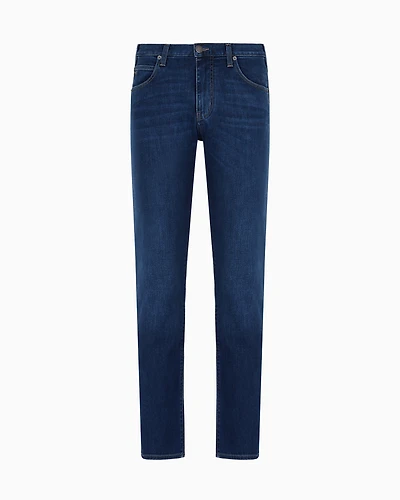 Emporio Armani - J45 Regular-fit, washed twill 11.5 oz comfort-denim jeans, Man, Blue, Size: