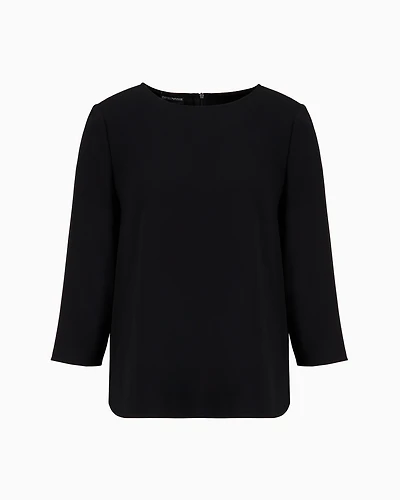 Emporio Armani - Envers-satin blouse with 3/4 sleeves, Woman, Black, Size: