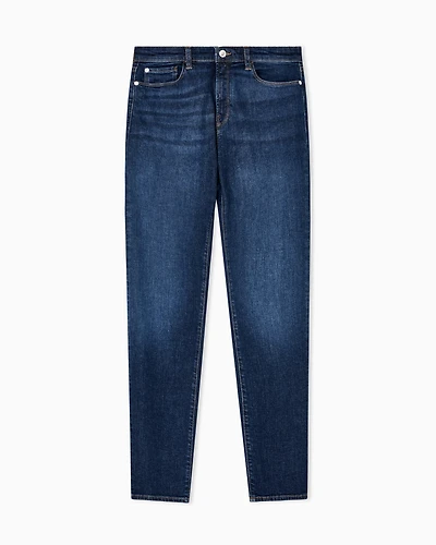 Emporio Armani - J20 High-waisted super-skinny leg jeans a worn-look stretch denim , Woman, Blue, Size:
