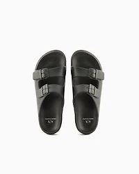 Armani Exchange - Slippers with two straps and buckles, Man, Black, Size: