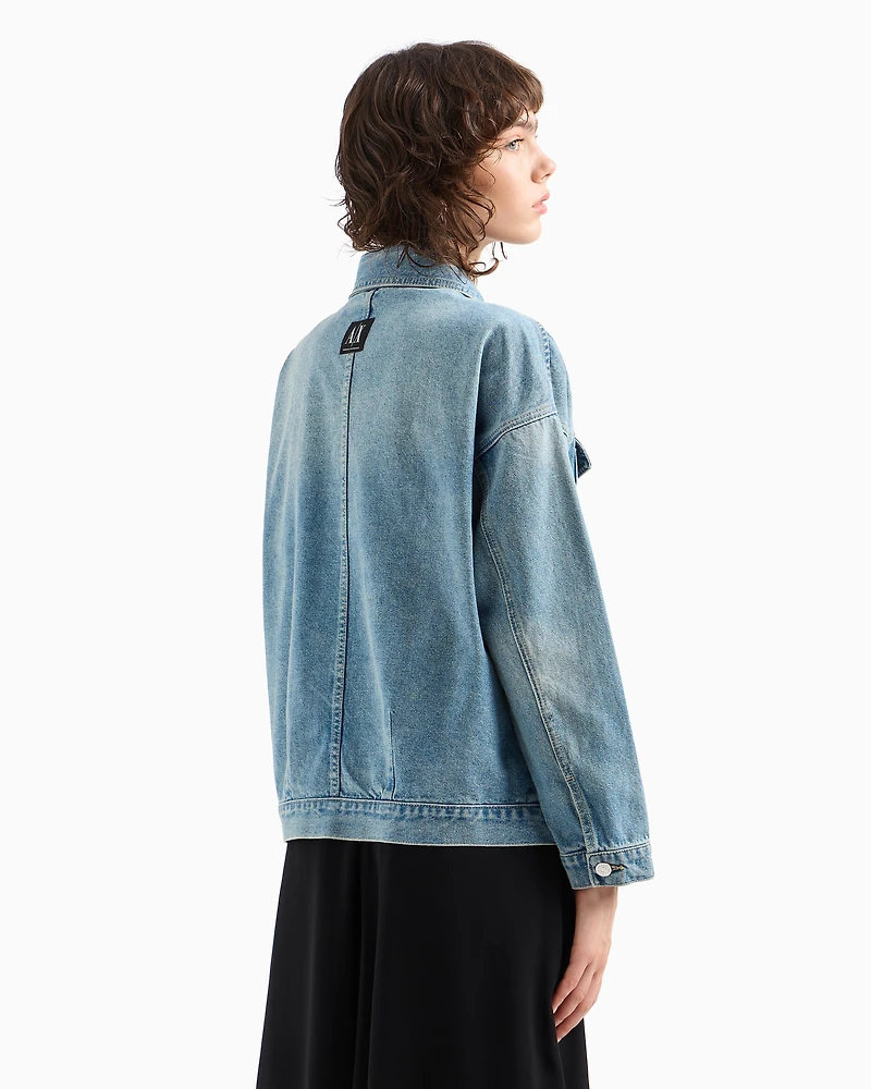 Armani Exchange - Used effect denim jacket, Woman, Blue, Size: