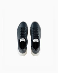 Emporio Armani - Tumbled leather sneakers, Man, Navy Blue, Size: