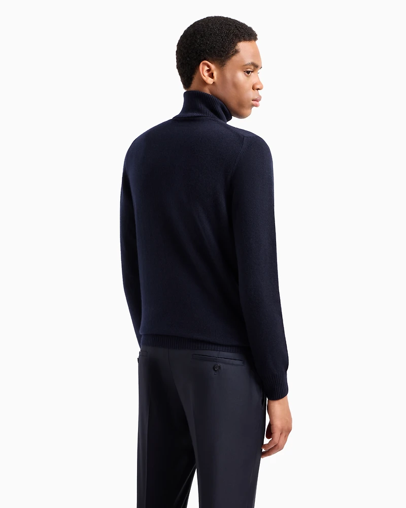 Emporio Armani - Pure cashmere rollneck, Man, Navy_blue, Size: