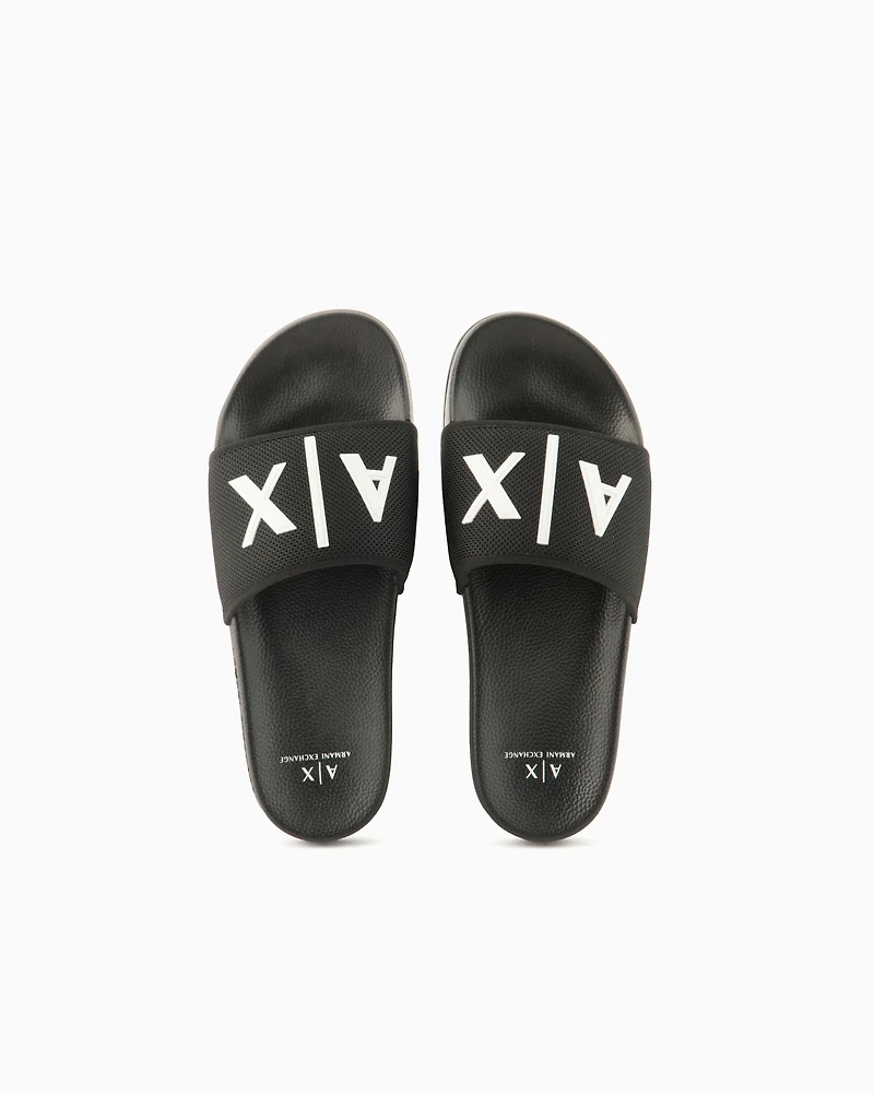 Armani Exchange - Slider slippers with logo, Man, Black, Size: 45