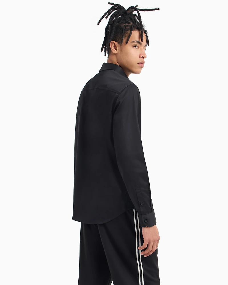 Regular fit shirt stretch satin cotton