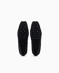 Emporio Armani - Velvet slippers with rhinestones, Woman, Black, Size: