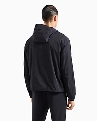 Emporio Armani - Hooded, water-repellent nylon blouson with logo patch, Man, Navy Blue, Size: