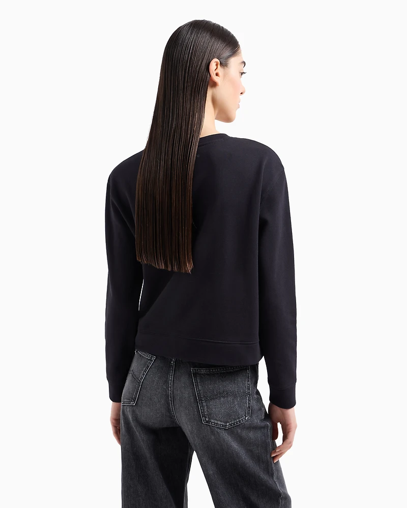 Emporio Armani - ASV organic jersey sweatshirt with logo, Woman, Navy Blue, Size: