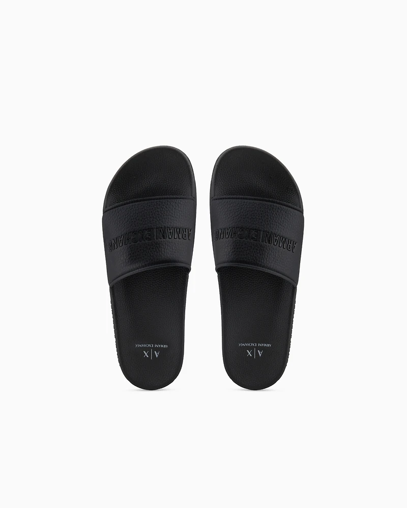 Armani Exchange - Slippers with logo band, Man, Black, Size: 39