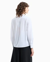 Emporio Armani - Double-breasted poplin shirt with lapels, Woman, White, Size: