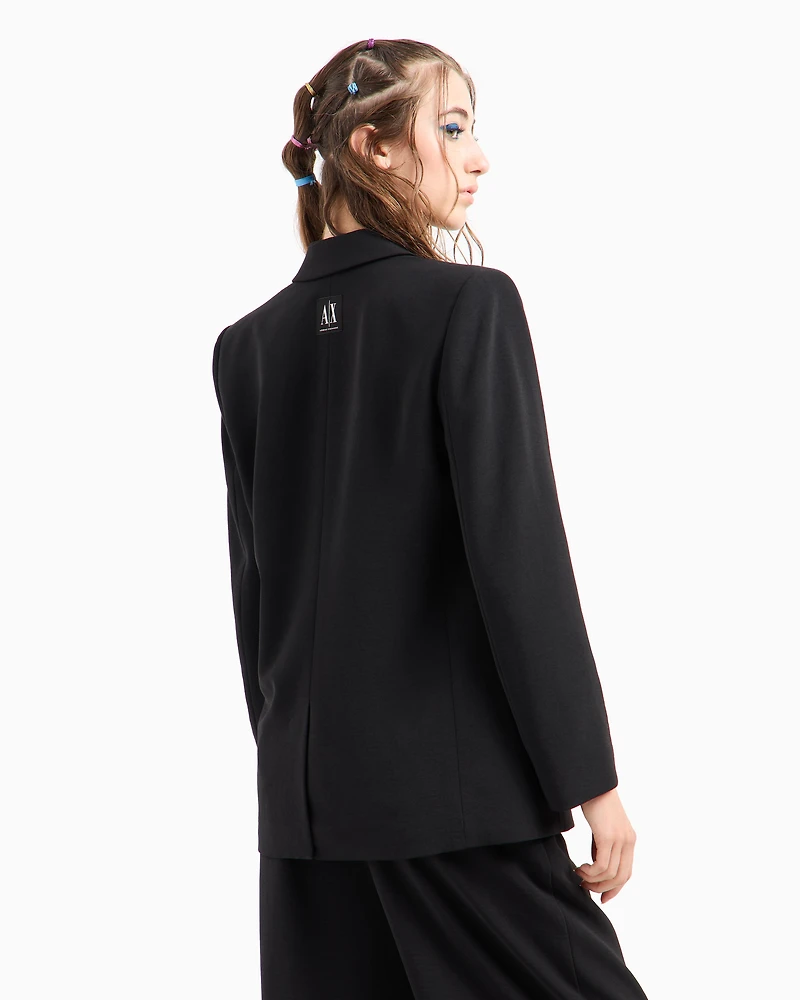 Armani Exchange -  Single-breasted oversized jacket with one button, Woman, Black, Size:
