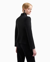 Emporio Armani - Crêpe cady jacket with ruffle-effect contoured edges, Woman, Black, Size: