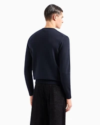 Emporio Armani - Virgin-wool, regular-fit jumper, Man, Navy Blue, Size: