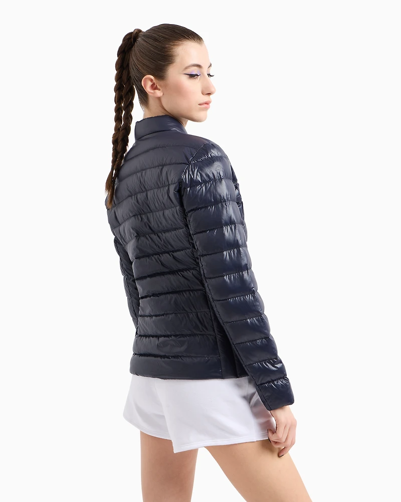 Armani Exchange - Shiny fabric down jacket, Woman, Navy_blue, Size: