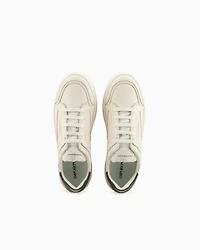 Emporio Armani - Hammered-leather sneakers, Man, White, Size: