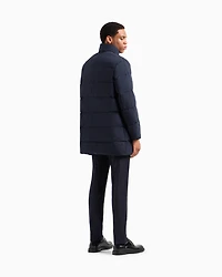 Emporio Armani - Oversized, quilted nylon, full-zip puffer jacket, Man, Navy Blue, Size:
