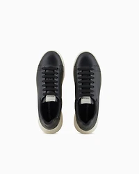 Emporio Armani - Tumbled leather sneakers, Woman, Black, Size: