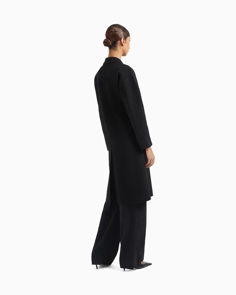 Emporio Armani - Casentino wool and cashmere double-breasted coat, Woman, Black, Size: