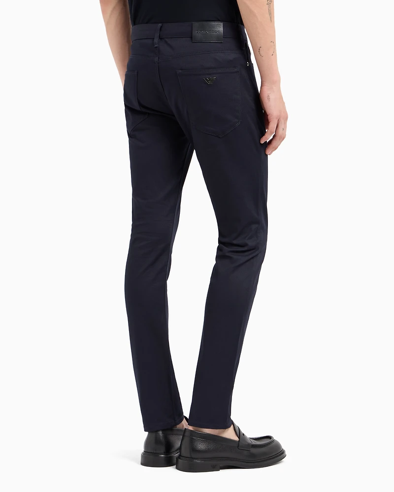 Emporio Armani - J06 Stretch-twill slim-fit trousers, Man, Navy_blue, Size: