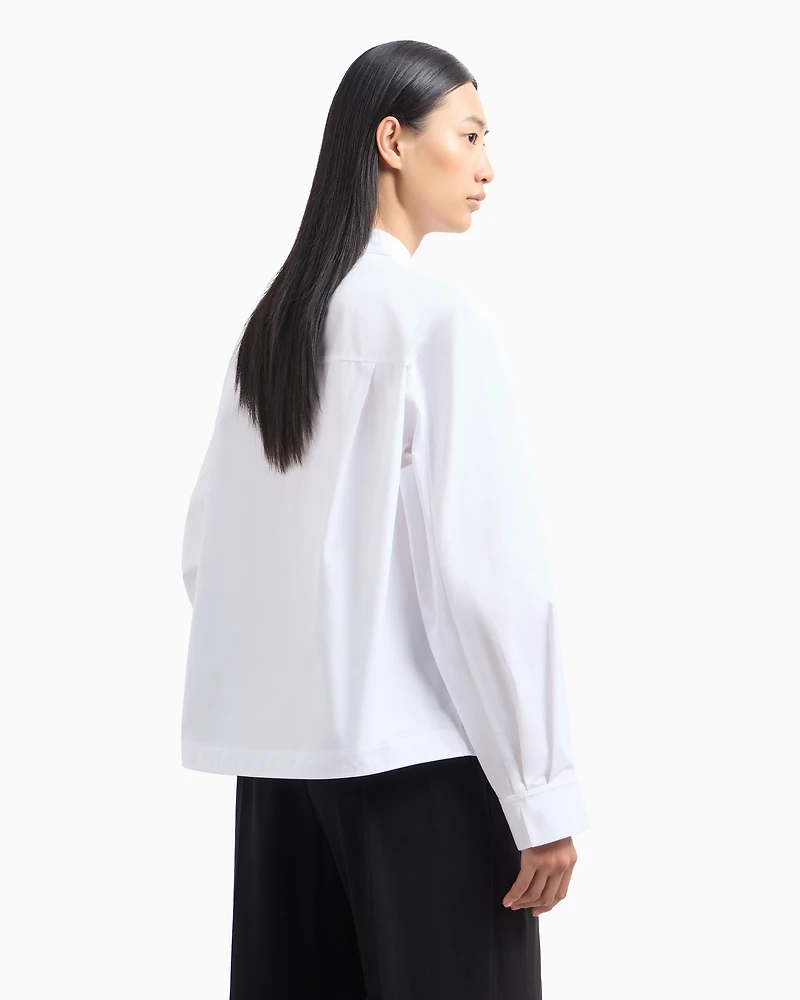 Emporio Armani - Brushed cotton shirt with shaped hem, Woman, White, Size: