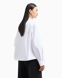 Emporio Armani - Brushed cotton shirt with shaped hem, Woman, White, Size: