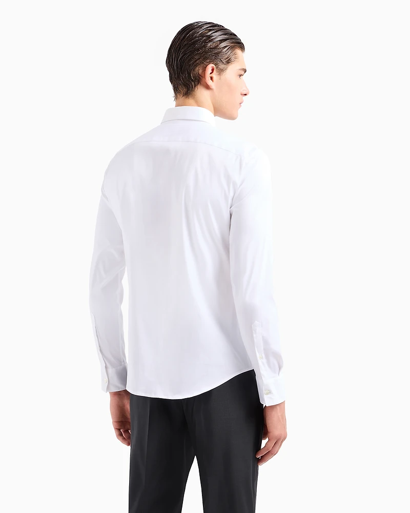 Emporio Armani - Lightweight comfortable satin slim-fit shirt, Man, White, Size: