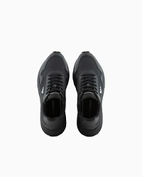 Emporio Armani - ASV recycled nylon sneakers with regenerated Saffiano details, Man, Black, Size: