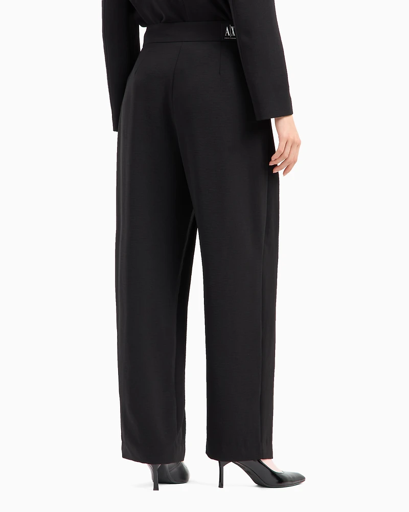 Armani Exchange - ASV Fabric Pleated Trousers, Woman, Black, Size: