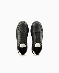 Emporio Armani - Hammered-leather sneakers, Man, White, Size: