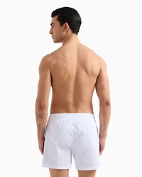 Emporio Armani - Swim shorts with vertical logo embroidery, Man, White, Size: