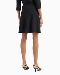 Emporio Armani - Barathea-wool flared skirt, Woman, Navy Blue, Size: