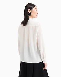 Emporio Armani - Silk crêpe-de-Chine shirt with pleated back, Woman, White, Size: