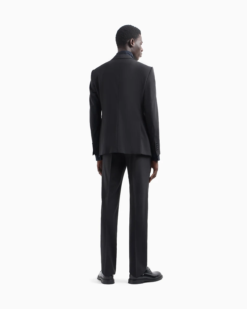 Emporio Armani - Single-breasted suit virgin-wool two-way stretch canvas, Man, Black, Size: