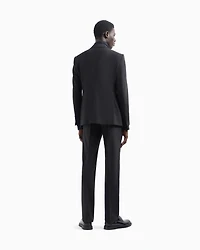 Emporio Armani - Single-breasted suit virgin-wool two-way stretch canvas, Man, Black, Size: