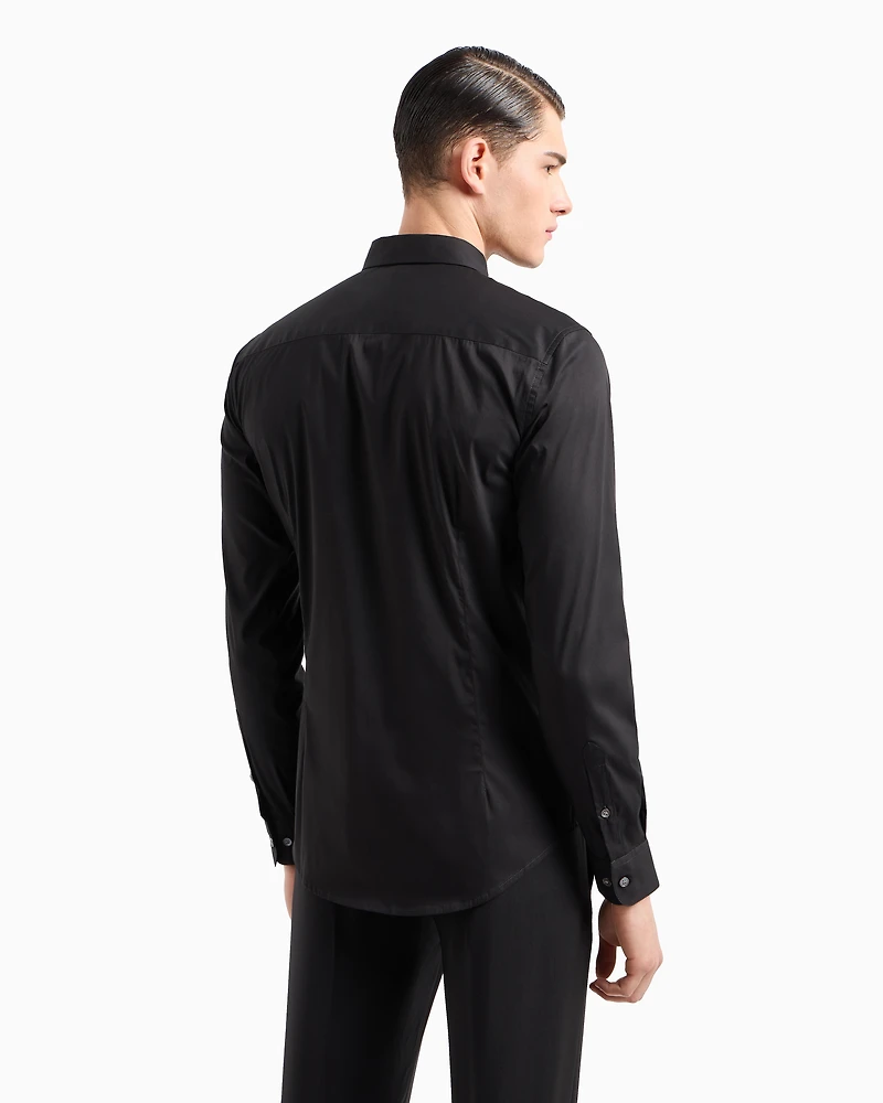 Emporio Armani - Stretch nylon-blend shirt, Man, Black, Size: