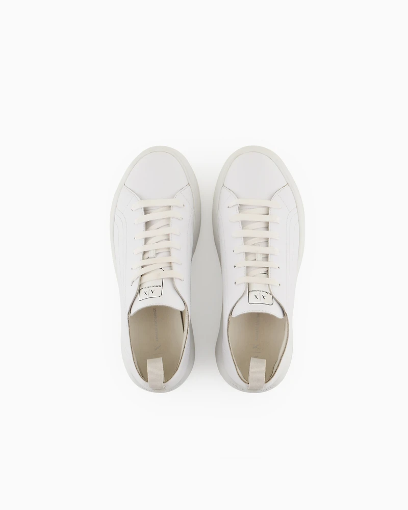 Armani Exchange - Chunky leather sneakers, Woman, White, Size: