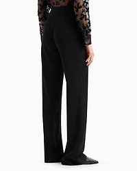 Emporio Armani - Techno cady palazzo trousers, Woman, Black, Size: