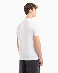 Emporio Armani -  Lyocell-blend jersey T-shirt with oversized EA logo, Man, White, Size: