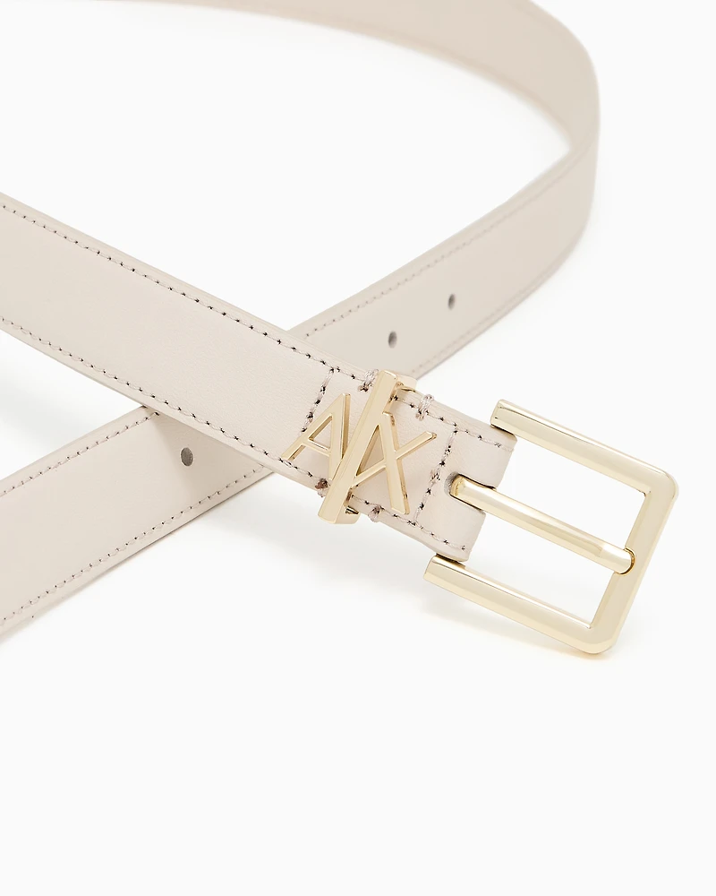 Armani Exchange - Thin belt with small logo, Woman, Beige, Size: