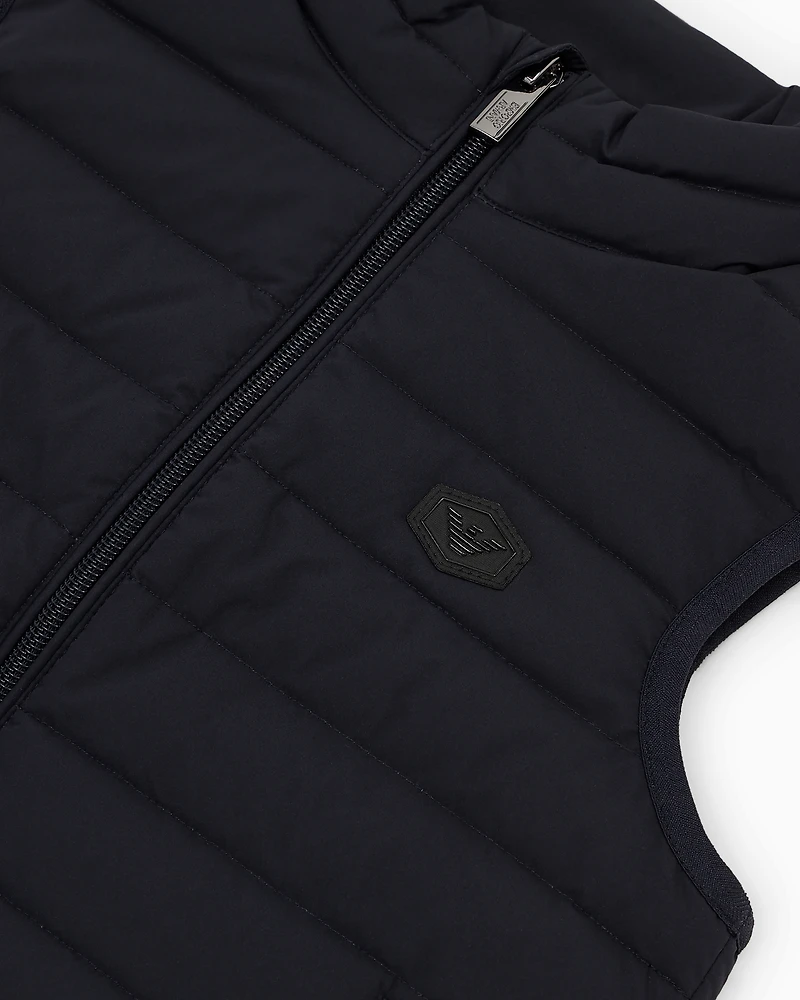 Emporio Armani - ASV recycled down sleeveless puffer jacket quilted nylon, Boy, Navy Blue, Size: