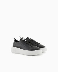 Armani Exchange - Chunky leather sneakers, Woman, Black, Size:
