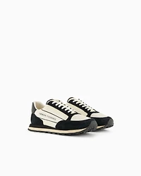 Armani Exchange - Suede sneakers with mesh inserts, Man, Black, Size: