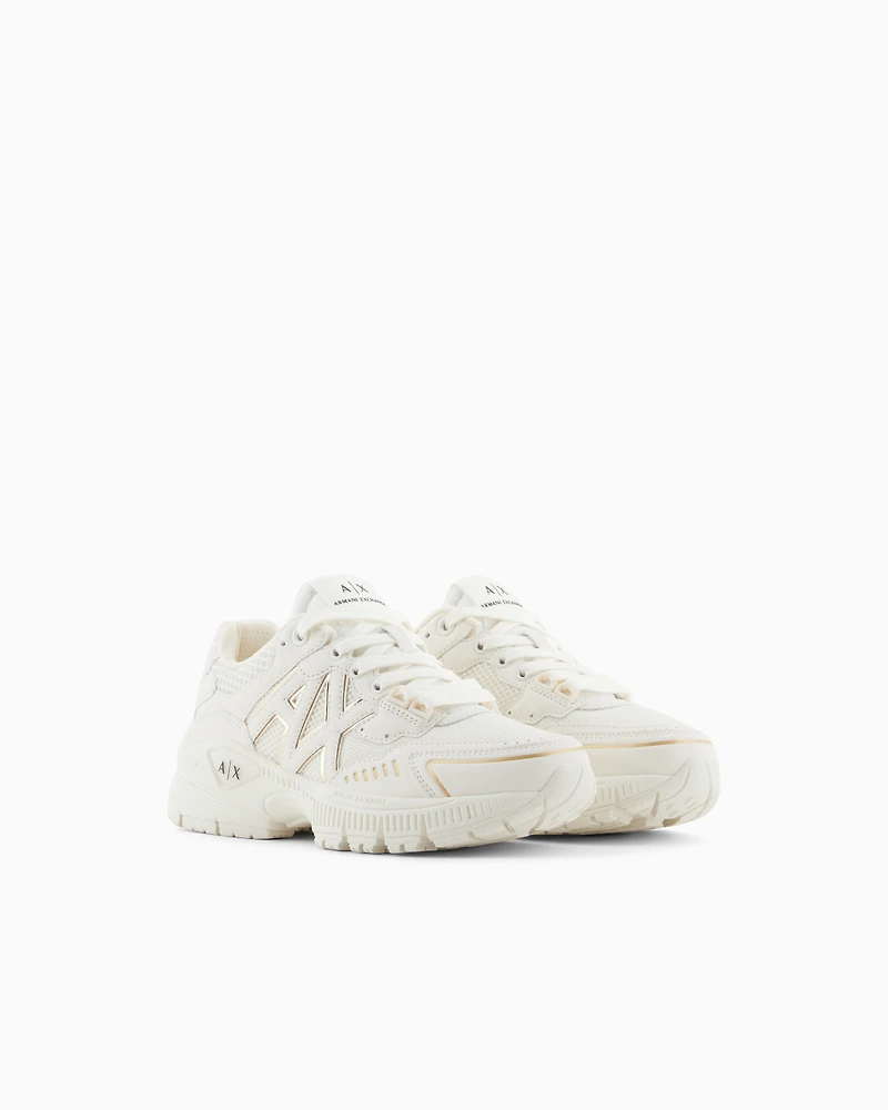 Armani Exchange - Chunky sneakers with contrasting inserts, Woman, White, Size: