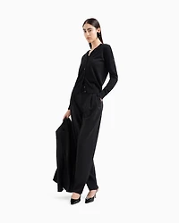 Emporio Armani - Cardigan in plain-knit, pure virgin wool, Woman, Black, Size: 52