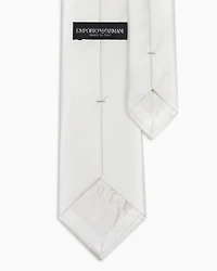 Emporio Armani - Pure silk tie with jacquard micro-motif, Man, White, Size: TU