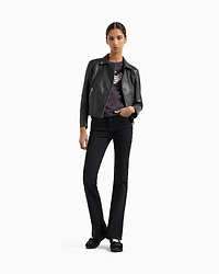 Emporio Armani - Nappa-lambskin biker jacket, Woman, Black, Size: