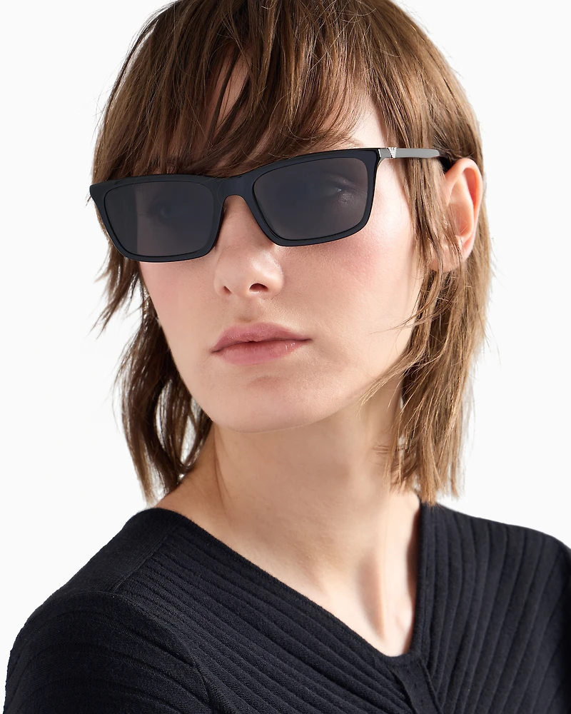 Emporio Armani - Women’s rectangular sunglasses, Woman, Black, Size: 55L